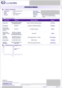 GLOW (BPC+GHK-Cu+TB) 42 mg batch COA, first page, low-resolution preview